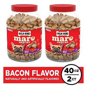 Prime Members: 2 Pack 40 oz. Milk-Bone MaroSnacks Dog Treats, Bacon $10.34 + Free Ship