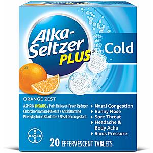 20-Ct Alka-Seltzer Plus Cold Medicine (Effervescent Tablets - Orange Zest) $2.46 5% or $1.99 15% AC w/s&s
