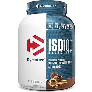 3-Lbs Dymatize ISO100 Hydrolyzed 100% Whey Isolate Protein Powder (Chocolate) $20.65 w/ S&S + Free S/H