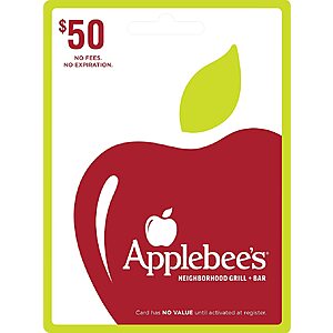 $50 Applebee's Gift Card $39.50 + Free Shipping