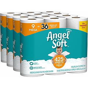 36-Count Angel Soft Mega Roll Toilet Paper $20.47 or less w/ S&S + Free S&H