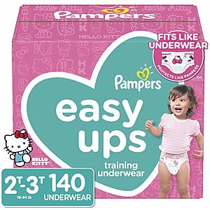 140-Ct Pampers Easy Ups Girls' Training Pants (2T-3T, Size 4) $31.60 w/ S&S & More + Free S&H