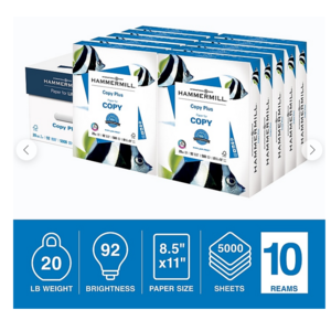 Staples 3 Cases Hammermill Copy Plus Paper, 8.5" x 11", 20 lbs., White, 500 Sheets/Ream, 10 Reams/Carton $84.97 AC(2) Expires 10/22