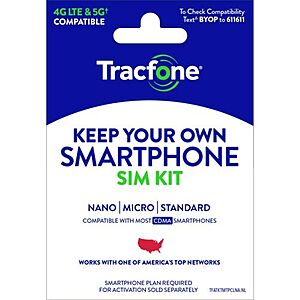 Tracfone 1-Year Prepaid Smartphone Plan w/ 1200 Min, 1200 Texts & 3GB Data $40 + Free Shipping