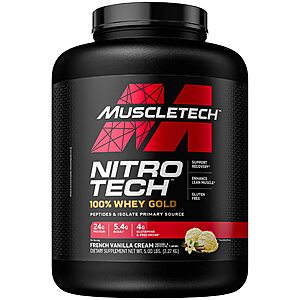 5-LB MuscleTech Nitro-Tech Whey Gold Protein Powder (French Vanilla Creme $31.48 or Cookies & Cream $33.21) w/S&S + Free Shipping