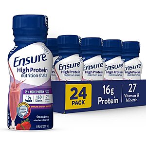 24-Ct 8-Oz Ensure High Protein Nutritional Shake (Strawberry) $9.36 + Free Shipping