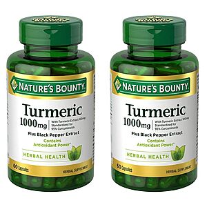 Nature's Bounty Supplements BOGO Free + 35% Off: 60-Ct 1000mg Turmeric 2 for $8.54, 250-Ct 450mg Saw Palmetto 2 for $11.86, & More w/ S&S +  Free Shipping w/ Prime or $25+