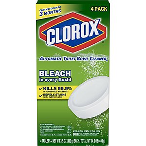 Clorox Automatic Toilet Bowl Cleaner Tablets with Bleach - 4 Count $6.56