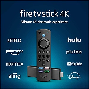 Fire TV Stick 4K Streaming Device w/ Alexa Voice Remote (2021 Model) $25