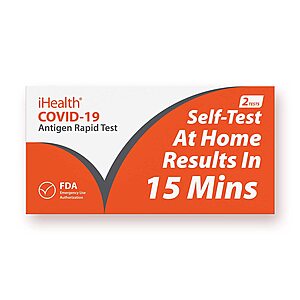 iHealth COVID-19 Antigen Rapid Test, 2 Tests per Pack ($6.09 / test) for $12.19 + Free Shipping w/ Prime or on $25+