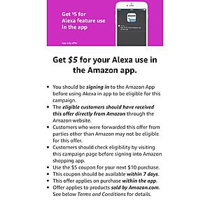 Get $5 for your Alexa use in the Amazon app - YMMV