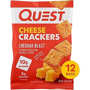 12-Ct 1.06-Oz Quest Nutrition Cheese Crackers (Cheddar Blast) $13.85 w/ S&S + Free Shipping w/ Prime or on orders $25+
