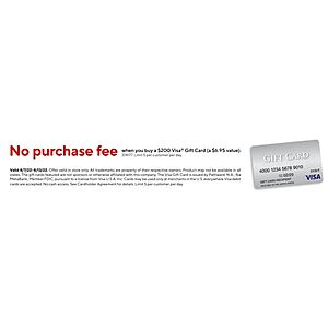 Staples - No Purchase Fee when you buy a $200 Visa Gift Card In Store Only (a $6.95 value) - 08/07-08/13
