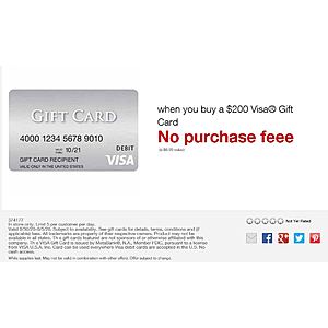 Staples - No Purchase Fee when you buy a $200 Visa Gift Card In Store Only (a $6.95 value) - 8/30-09/05 B&M only  - Limit 5