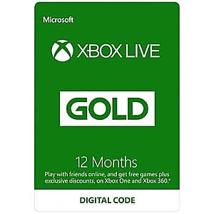 XBOX Live 12-Month Gold Membership Digital Download - $49.99