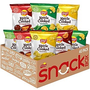 Lay's Kettle Cooked Potato Chips Variety Pack, 40 Pack $11.88 AC & 5% S&S, $10.18 AC & 15% S&S