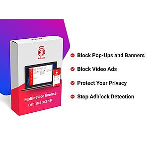 AdLock Ad Blocker: Lifetime Subscription (Windows & Android Only) $10.83