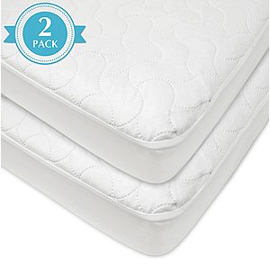 American Baby Company Waterproof Fitted Quilted Crib and Toddler Protective Pad Cover, White (2 Count) $8.77