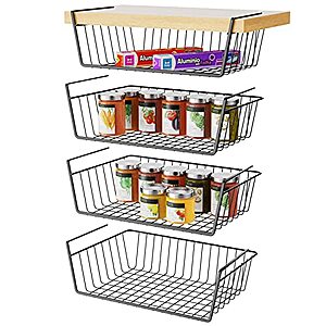 4-Pack Under Shelf Metal Basket (Black, White) $17.60 ($4.40 each) + Free Shipping w/ Prime or on Orders $25+
