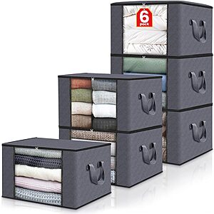 6-Pack Fab Totes 60L Foldable Clothes/Blanket Storage Bags (Grey) $11.99 + Free Shipping w/ Prime or $25+