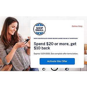 YMMV - American Express Cards AMEX Offers - Shop Small Online Only - Spend $20 Get $10 Back