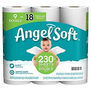 9-Count Angel Soft Bath Tissue Double Rolls $3.25 + Free store pickup at Walgreens