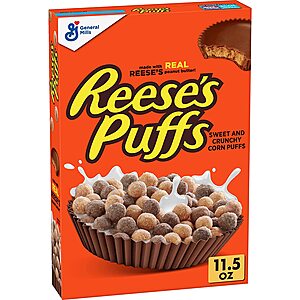 General Mills Breakfast Cereals: 11.5-Oz Reese's Puffs Cereal $1.50, 12.8-Oz Chex Breakfast Cereal $1.50 & More + free shipping w/Prime or on $25+