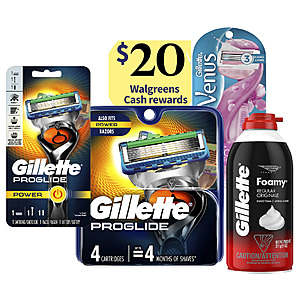 Gillette Fusion ProGlide Power Razor + 4-Ct Fusion 5 Cartridges + $20 Rewards $21.60 + Free Store Pickup