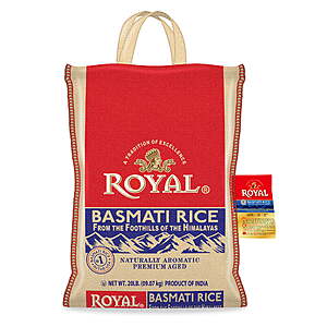 20-Pound Authentic Royal Royal Basmati Rice - $20.76