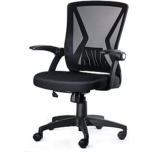 KOLLIEE Mid Back Mesh Office Chair Ergonomic Swivel Black Mesh Computer Chair Flip Up Arms With Lumbar Support Adjustable Height Task Chair $49.49