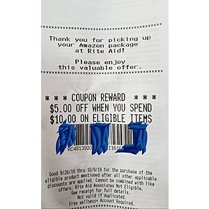RiteAid - $5 off $10 coupon with Amazon Pickup - YMMV