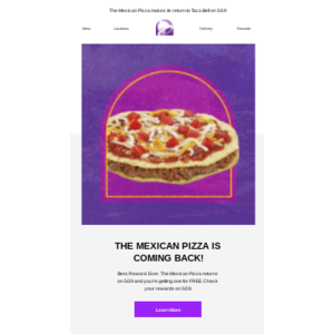 Taco Bell Rewards- Free Mexican Pizza 5/19