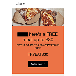 Uber Eats- $30 off your order (YMMV)