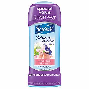 Suave Sweet Pea Antiperspirant Deodorant, 2.6 oz, Twin Pack $2.62 @Amazon