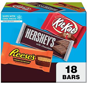18-Count Hershey Full Size Candy Bar Assorted Variety Box $11.45