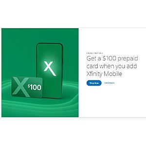 Xfinity Mobile BYOP or Purchase a device. $100 Prepaid Mastercard. Offer ends 8/18/21