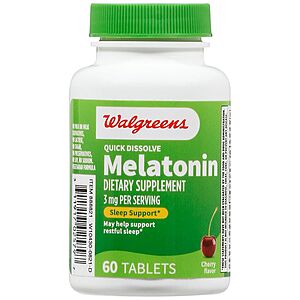 Walgreens - Two 60 ct Walgreens Quick Dissolve Melatonin 3 mg for $3. FS Pick up when you spend $10.