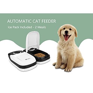 WOpet Automatic Cat Feeder, Pet Feeder for Dogs and Cats with Ice Pack Included - 2 Meals with code "WOPET30" $20.99