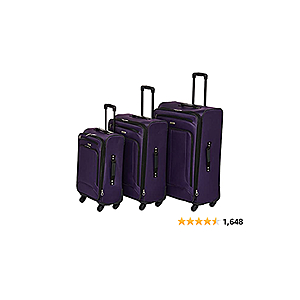 American Tourister Pop Max Softside Luggage with Spinner Wheels, Purple, 3-Piece Set (21/25/29)