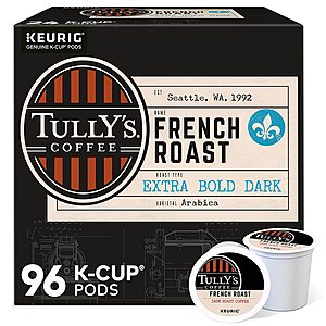 Select Amazon Accounts: 96-Ct Tully's Coffee French Roast Keurig K-Cup Pods $18 (May Vary By Location)
