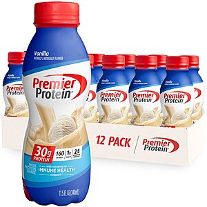 12-Pack 11.5-Oz Premier Protein Shake (Vanilla) $15.54 + Free Shipping