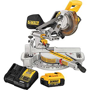 DEWALT 20V MAX Lithium-Ion Cordless 7-1/4 in. Sliding Miter Saw with 6.0 Ah Battery, 4.0 Ah Battery, Charger and Bag $349