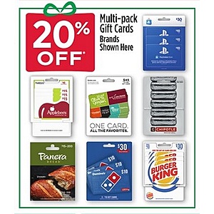 Dollar General Stores: Select Gift Cards: Xbox, PlayStation, Chipotle, Starbucks 20% Off & More (Valid thru 11/27)