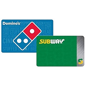 Discover Card Members w/ Rewards Points: Redeem Domino's Pizza or Subway GCs Extra 20% Off (Physical or eCertificate)