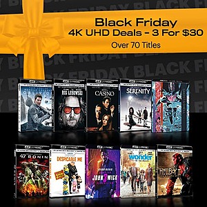 3 for $24 4K UHD Films: Casino, Serenity, John Wick: Chapter 3 Parabellum, Do the Right Thing, The Croods, Yesterday, Field of Dreams, Darkest Hour, Green Book & More + Free S/H