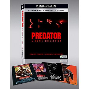 Predator: 4-Movie Collection (4K UHD + Blu-ray + Digital) - $23.99 + F/S - Amazon