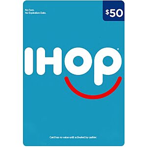 $50 IHOP Physical Gift Card for $39.50 + Free Shipping via Amazon
