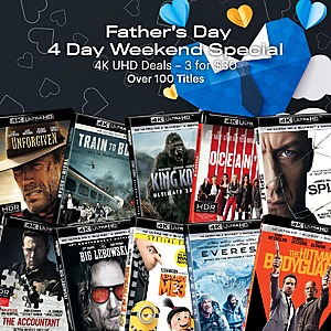 4K Ultra HD Movies 3 for $30 (or less): Unforgiven, The Big Lebowski (20th Anniv.), Crazy Rich Asians, Batman vs. TMNT, Batman Hush, The Bourne Identity, Everest & Many More Titles