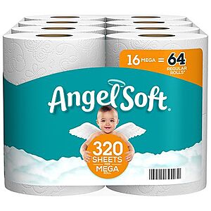 16-Ct Angel Soft Mega Roll 2-ply Bathroom Tissue $8.54 @ Walgreens
