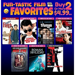 2 for $9.98 Paramount Digital Films (4K/HD): Ferris Bueller's Day Off, The Truman Show, Double Jeopardy, Red Eye, Flashdance, Trading Places, Heaven Can Wait & Many More
